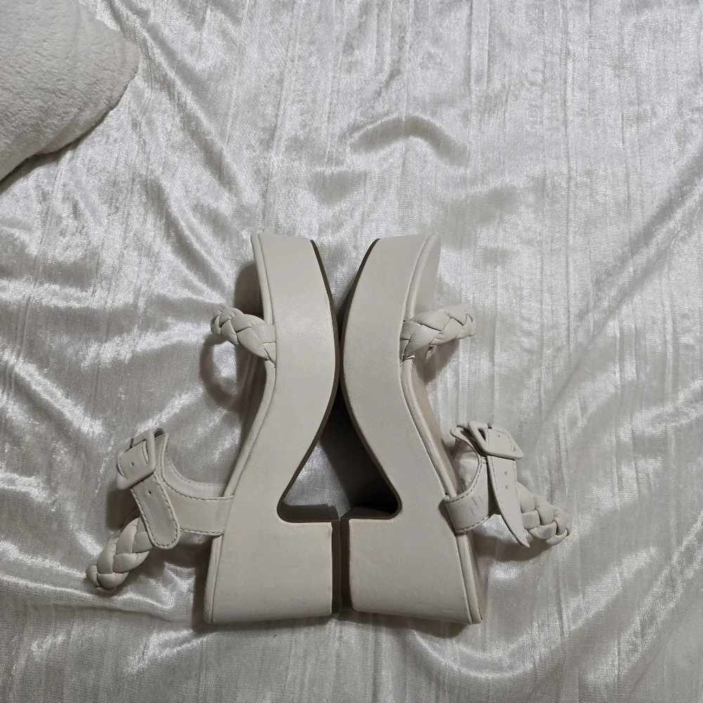 Cream Wedge Sandals By SO size 7 1/ 2. Worn Once!